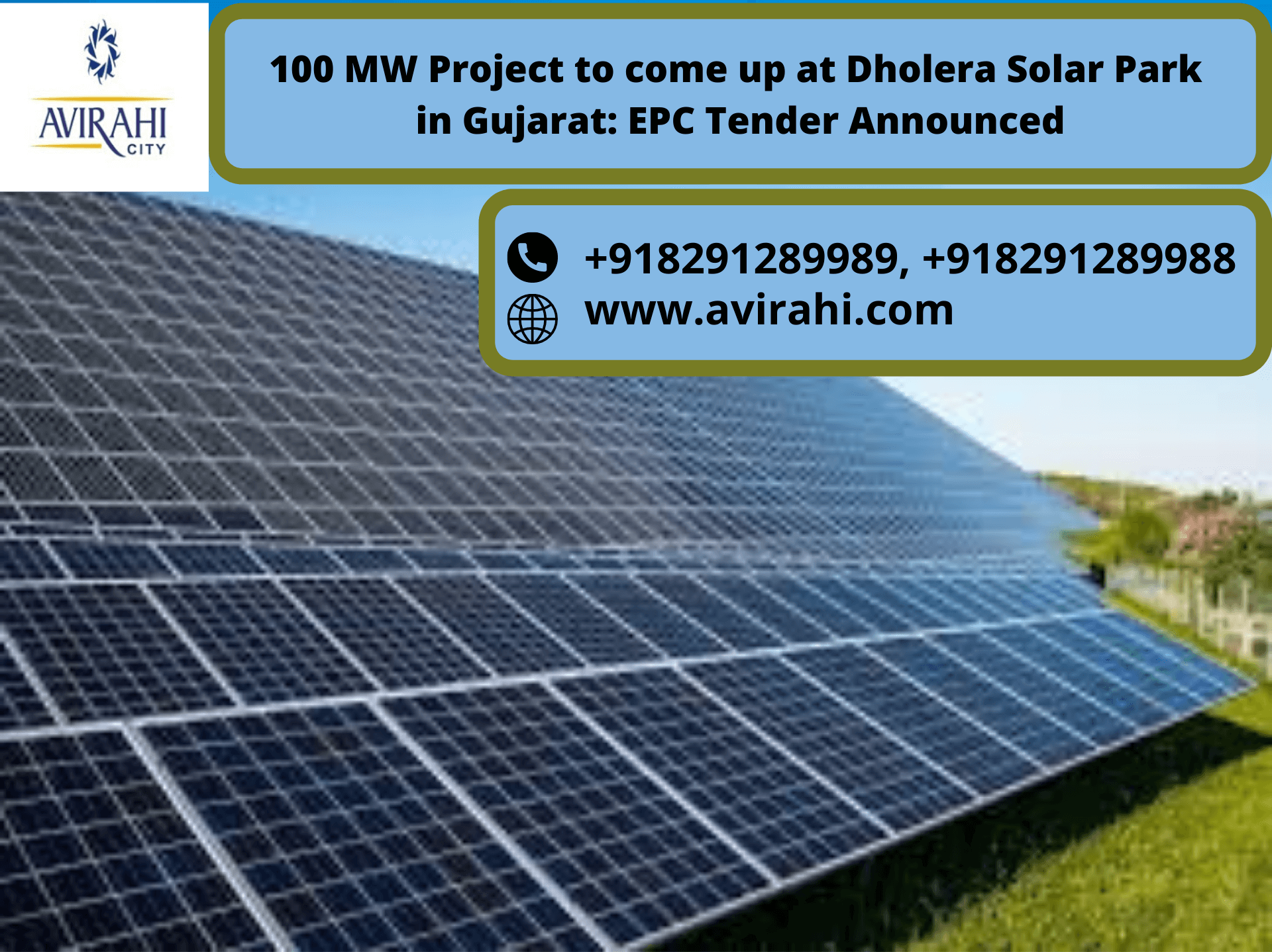 100 MW Project to come up at Dholera Solar Park in Gujarat: EPC Tender Announced